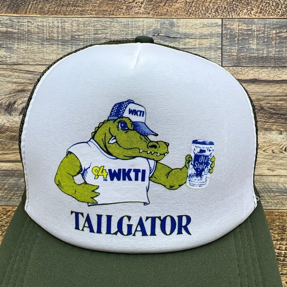 Pabst Old Style Beer Mens Trucker Hat Green Snapback Tailgator Retro Logo Cap - Picture 3 of 8